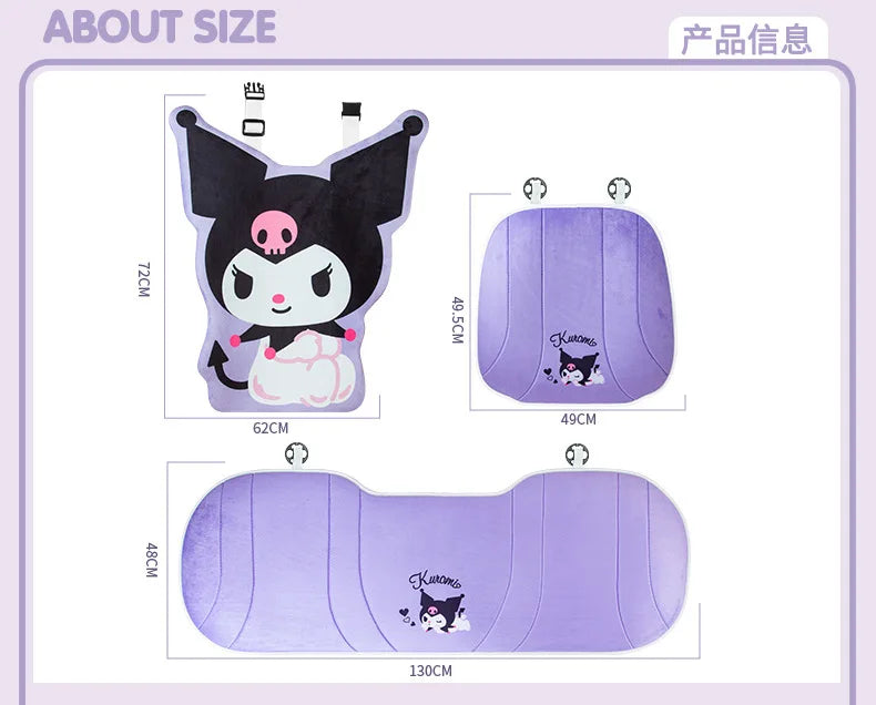 My Melody Car Seat Cushion Sweat Absorbing Plush Women's Cute Cartoon Pillow Comfortable Soft Cushion for Vehicle Seat