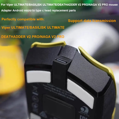 For Viper ULTIMATE/BASILISK ULTIMATE/DEATHADDER V2 PRO/NAGA V2 PRO mouse adapter Android micro to type c head replacement parts