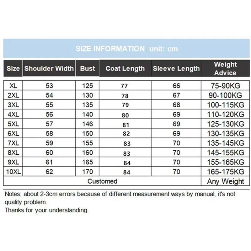 Duck Down Coats Men 170KG Hooded Winter Short Coat Male Warm Plus Size 7XL 8XL 9XL 10XL Thick Hoodies Parkas Soft Clothes