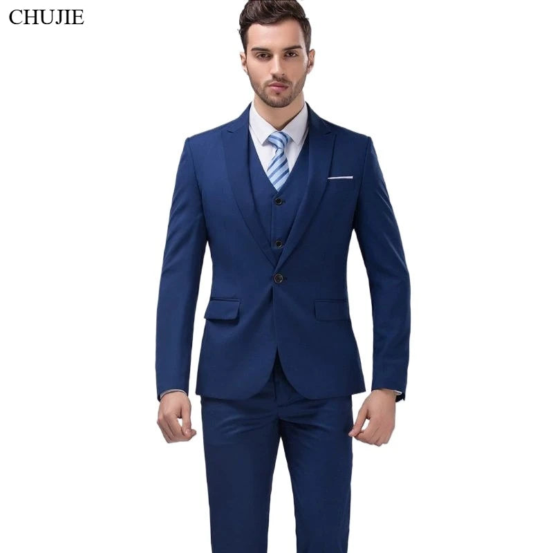 Suit Men Elegant For Wedding 3 Pieces 2 Set Jackets Vest Pants Blazers Groom's Formal Full Business Coats 2025 Costume