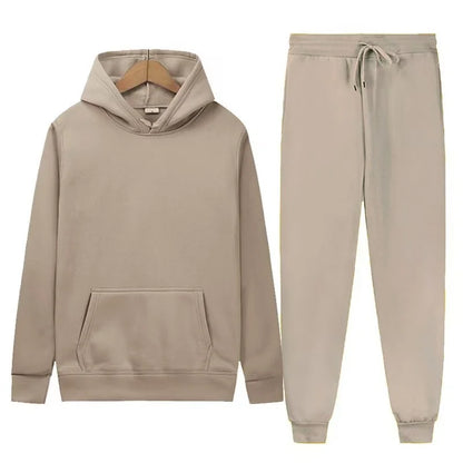 Men's autumn and winter new color solid color multi color optional hooded sweatshirt+pants fashionable casual sports set s-3XL
