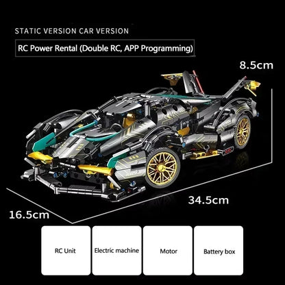 1148Pcs 1:14 Rc Car MOC Construction Cool Design Racing Building Block Set Power Moc Bricks Creative DIY Toy Kids Birthday Gifts