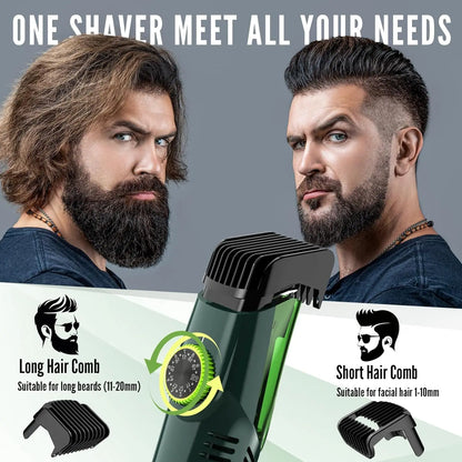 Hatteker Beard Trimmer for Men Cordless Adjustable Beard Mustache Trimmer with Built-in Vacuum Wet/Dry Clipper Travel-Friendly