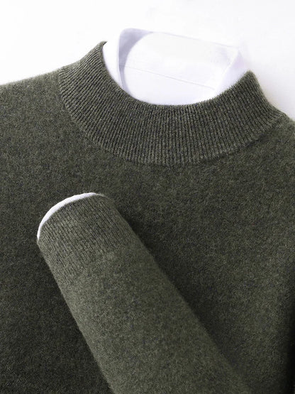 100% Pure Cashmere Men's Sweater Half High Neck Pullover Youth Business Casual Long Sleeve Jumper Spring/Autumn High-End Jacket