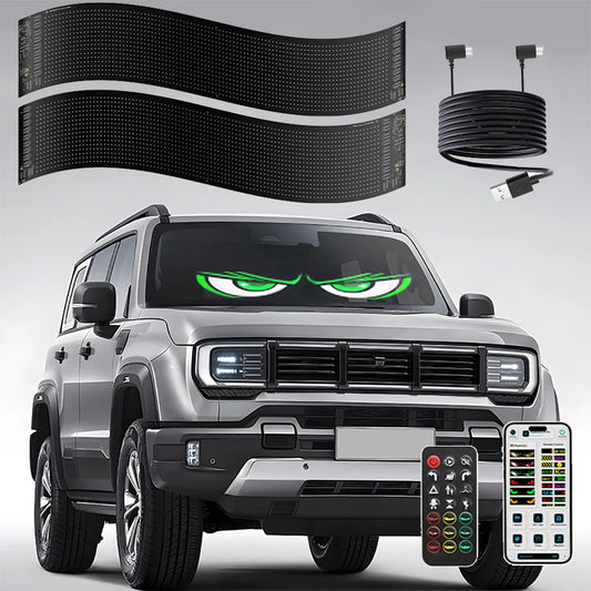 Multi-Panel Sync led Eyes Display 96x16 LED Sign (23.4"x4.73") | USB 5V Programmable Scrolling Text/Animation | APP + Remote