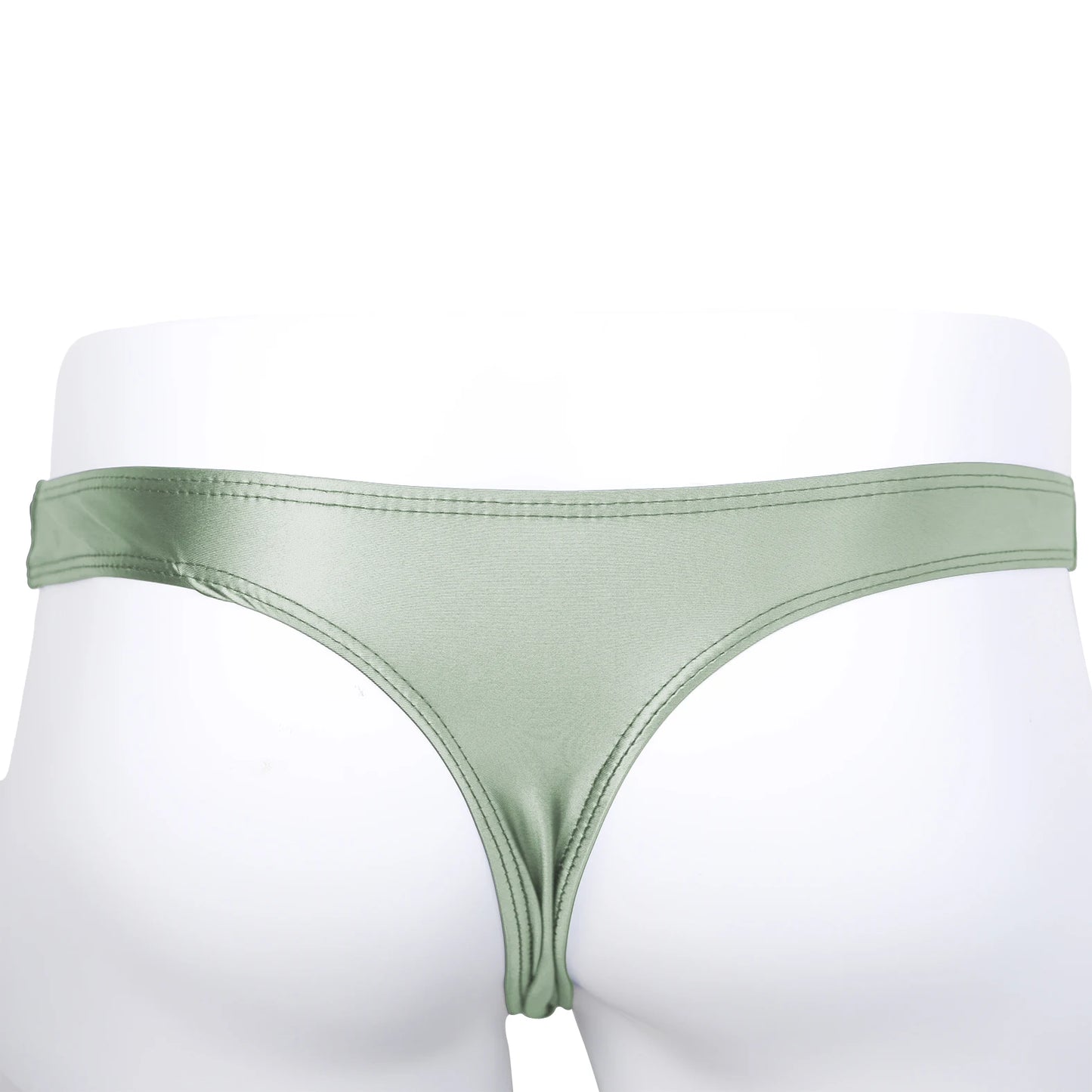 AMORESY Oceanus Men Glossy Stretch Low Rise T-shaped Briefs Gym Fitness Sport Comfort Breathable Thong Underpants Swimming Trunk