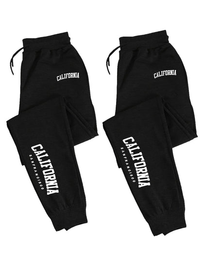 2 Pack Men's Print Polyester Joggers, Drawstring Waist, Wrinkle-Resistant, Breathable, Slim-Fit, Cuffed Hem, Ideal for S