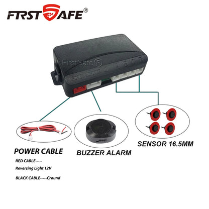 12V 16.5mm Flat Probe Parking Sensor Kit 4 Sensors Buzzer Detector Reversing Radar Universal Auto Auxiliary Safety Accessories