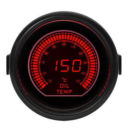 % 52mm Digital Display Red & Blue Car Racing Meter Turbo Boost Gauge PSI Water /Oil Temp Oil Pressure Gauge Voltmeter Tachometer