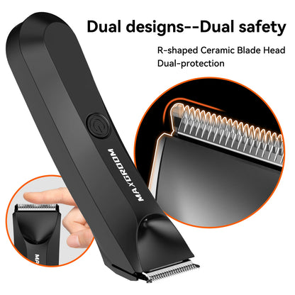 MAXGROOM Body Hair Trimmer Shaver for Men Ball Trimmer for Groin Pubic Replaceable Ceramic Blade Electric Razor Waterproof