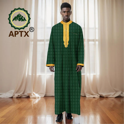 Musilim Men Cloths Long Sleeve Islamic Clothing Men Robe Arab Abaya Dresses Embroidered Kaftan Casual Formal Dubai Thobe 2412002