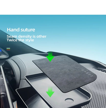 For Zeekr 001 2024 Storage Box Behind The Central Control Screen Navigation Screen Storage Alcantara suede Car Accessories