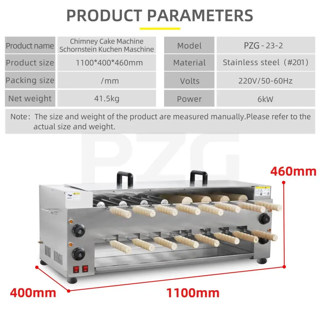 Commercial 16pcs Chimney Cake Roller Machine Gas and Electric Gas Chimney Cake Kurtos Kalacs Gas Oven Trdelnik Grill Machine
