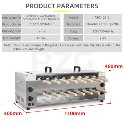 Commercial 16pcs Chimney Cake Roller Machine Gas and Electric Gas Chimney Cake Kurtos Kalacs Gas Oven Trdelnik Grill Machine