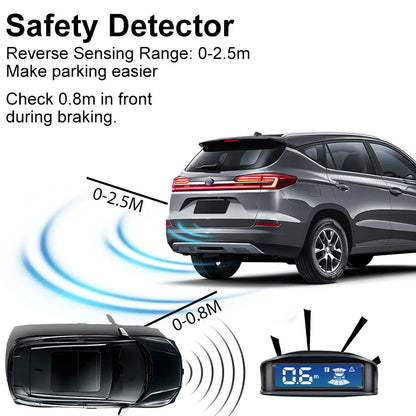 Parking Sensor Kit Car LCD Display Backlight Reverse Radar Monitoring System 8 16.5mm 12V 6-Color Sensors