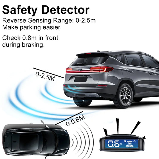 Parking Sensor Kit Car LCD Display Backlight Reverse Radar Monitoring System 8 16.5mm 12V 6-Color Sensors
