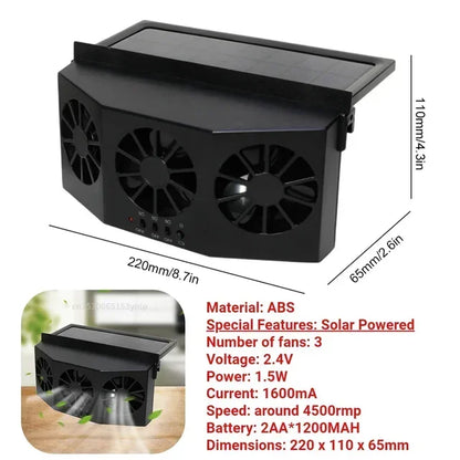 Car Exhaust Fan USB Rechargeable/solar Air Circulation Cooling Heat Dissipation High Wind Power 2/3 Head Ventilation Fan Amagi