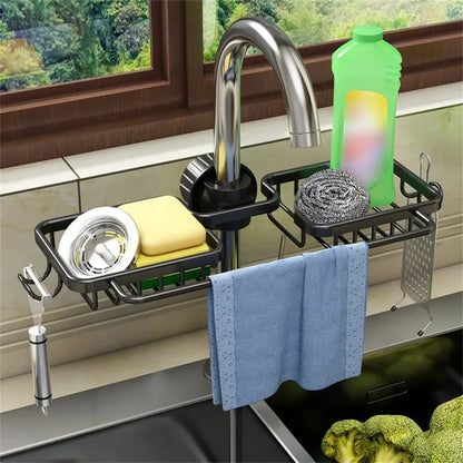 Kitchen Sink Drain Rack Sponge Storage Flexible Faucet Holder Soap Drainer Towel Rack Shelf Organizer Kitchen Accessories
