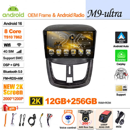 Android 15 For Peugeot 207 207CC 2006 - 2015 Car Radio Multimedia Video Player Stereo Head Unit 2 din Wireless Android Auto Wifi