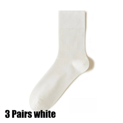 3/6PairsMen's Silk Socks Summer Thin Crew Socks Ultra Thin Antibacterial Deodorant Sweat Wicking Breathable Solid Seamless
