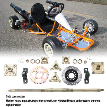 Heavy Duty 740mm Go Kart Rear Axle Kit with 37T Sprocket & Brake Disc for 50-150CC DIY ATVs Quads Drift Trikes