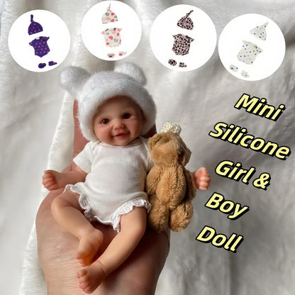 6 Inch Cuddly Mini Palm Silicone Bebe Reborn Girl & Boy Flexible Soft Touch Can Washable Lifelike Reborn Silicone Doll