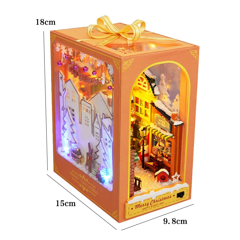 DIY Miniature Booknook Doll House 3D Wooden Puzzle Bookshelf Insert for Dollhouses Perfect For Friends Birthday Christmas Gifts