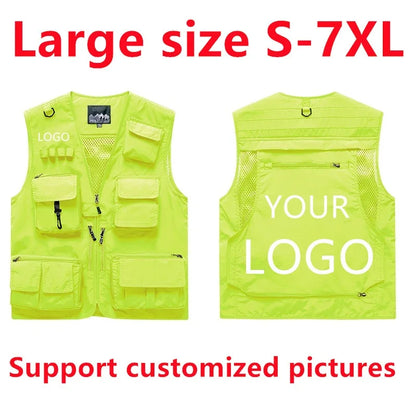 Custom Logo Men's Fleece Vest Winter Warm Sleeveless Jacket Casual Outdoor Sports Waistcoat Male Plus Size 7XL Brand Clothing