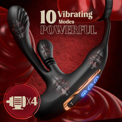 Anal Vibrator Prostate Massager with Cock Ring Buttplug Stimulator with 10 Kneading & 10 Vibrating Modes Sex Toys for Men Gay