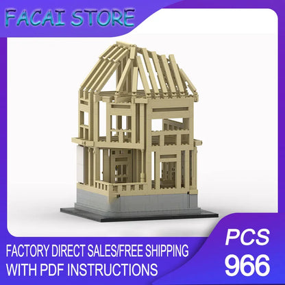 City Street View Moc Building Bricks Modular Wood Frame House Model Technology Blocks Christmas DIY Toy Construction Gifts
