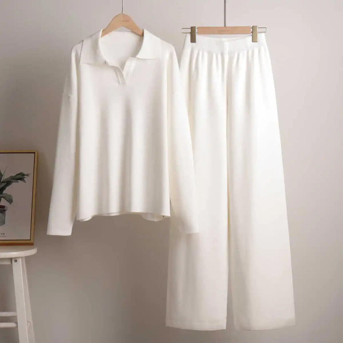 Casual Knitted  Ne Sweater Set Wide Leg Pants Faion Ensemble for Women in Their Late 20s And Early 30s Winter 2024