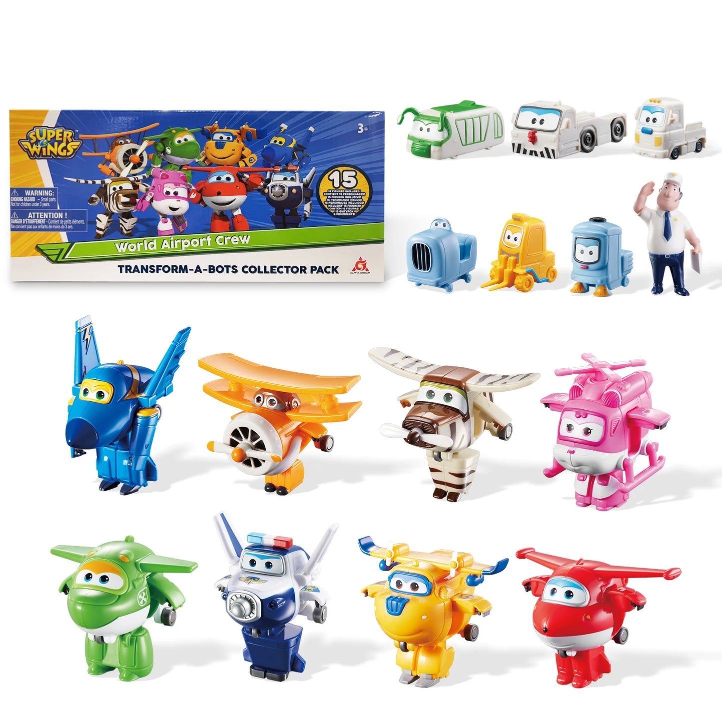 Super Wings 14-Pack Transforming Toys, 2 inch Airplane Collector Character Toy with Dinosaur Mini Collectible Action Figure with