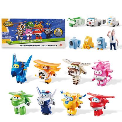 Super Wings 14-Pack Transforming Toys, 2 inch Airplane Collector Character Toy with Dinosaur Mini Collectible Action Figure with