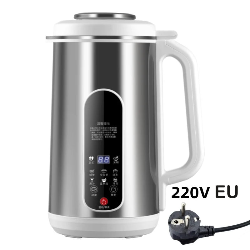 1.2L Soymilk Machine Stainless Steel Electric Milk Frother Multifunctional Large Capacity Household Blender