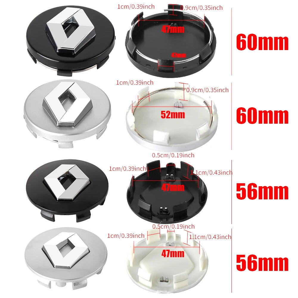 4Pcs 56/60mm Car Wheel Center Hub Cap Cover Sticker Styling Accessories For Renault Koleos Kadjar Captur Megane Talisman Clio 4
