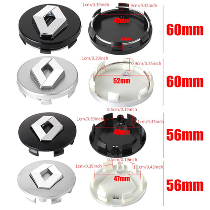 4Pcs 56/60mm Car Wheel Center Hub Cap Cover Sticker Styling Accessories For Renault Koleos Kadjar Captur Megane Talisman Clio 4