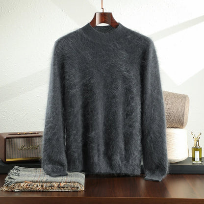 High-end brushed 100% pure cashmere warm men's half turtle neck new autumn and winter Joker knit bottoming shirt.