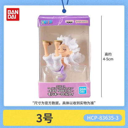Bandai Genuin One Piece Gashapon Monkey D Luffy Nika Gear 5 Mini Figure Boxed Micro Scale Model Desktop Ornament Anime Collector