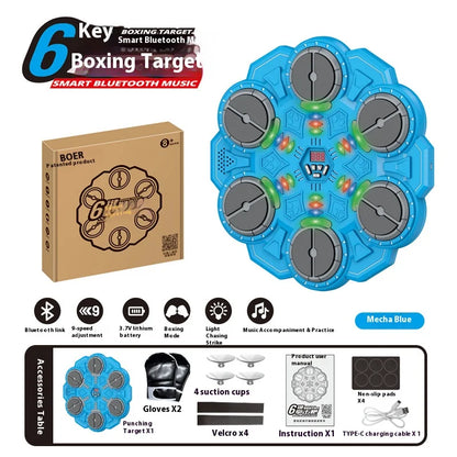 Smart Music Bluetooth Boxing Machine with Scoring System 4/6 Keys Electric for Fitness Training Stress Relief Toy Kids Adults