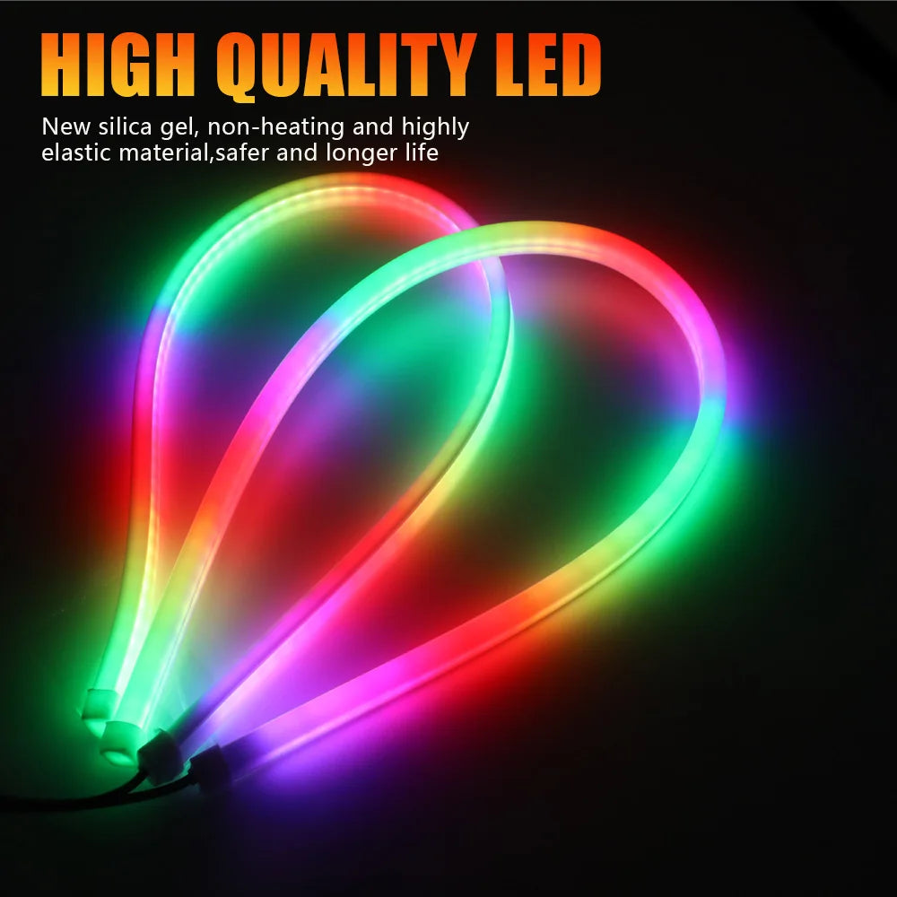 Dynamic Drl RGB Universal LED Headlights Strip Sequential Tun Signal Strip Neon Welcome Lamp Daytime Running Lights APP Control