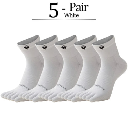 5 Pairs/lot High Elasticity Men's Socks Soft Breathable Cotton Women Fitness Sweat Wicking Split Toe Socks Outdoor Running Socks