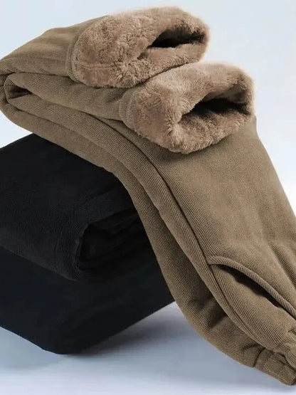 Extra Thick Fleece Lined Warm Cotton Pants High Waist Thickened Winter Trousers for Women plus Size Elastic Waist Long Pants