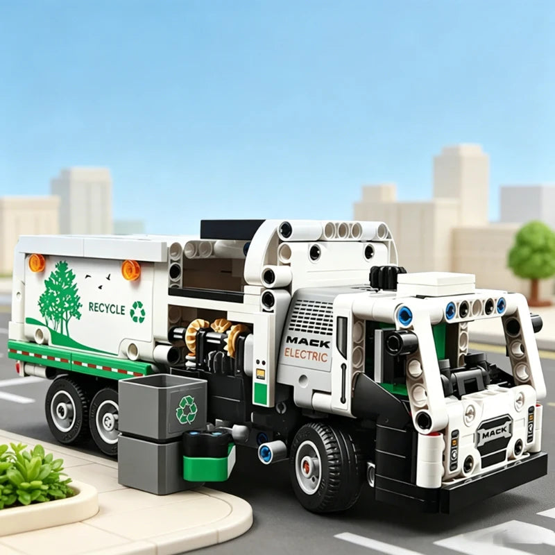 2026 Sanitation Truck Series Garbage Sanitation Truck Children's puzzle technical Toys Creative Building Blocks For Kids Gifts