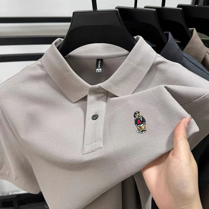 100% pure cotton high-end brand men short sleeve polo shirt new cartoon embroidery summer comfort texture luxury casual T-shirt