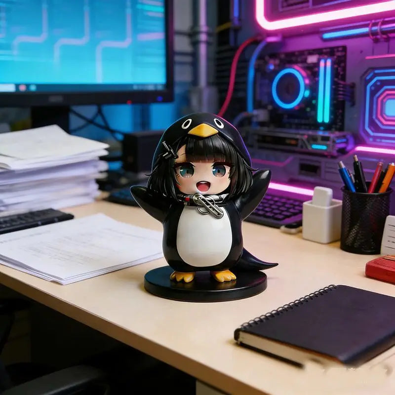 Guguga Little Penguin PVC Figure Cute Car Dashboard Decor Anime Collection Birthday Gift Kawaii Office Desk Toy Home Decor