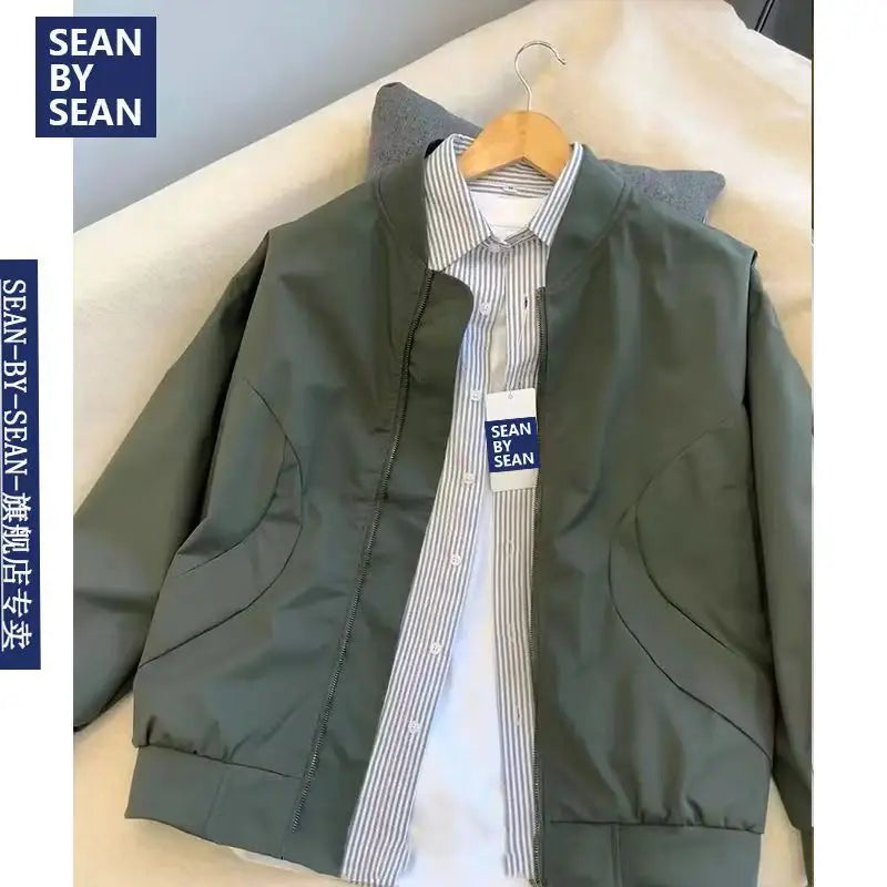 Spring/Summer 2026 New Men's Pilot Windbreaker Fashion Casual Lightweight Solid-color Baseball Sport Coat Cycling Jacket S-4XL