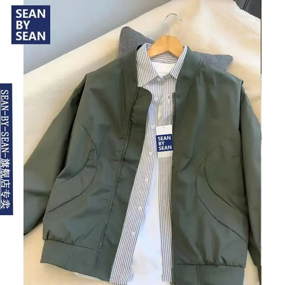 Spring/Summer 2026 New Men's Pilot Windbreaker Fashion Casual Lightweight Solid-color Baseball Sport Coat Cycling Jacket S-4XL