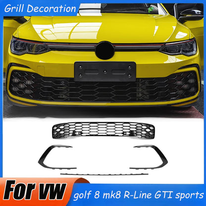 Front Bumper Grill 2021-2023 Accessories for Vw Golf 8 Mk8 R-Line GTI Sports Version Front Air Inlet Grille Fog Lamp Trim Kits