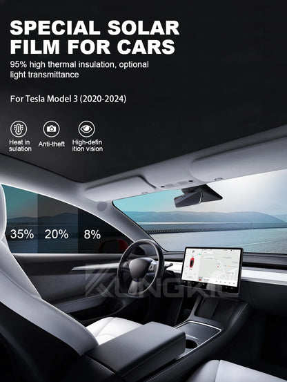Pre-Cut Car Window Privacy Tint Film For Tesla Model 3 2020-2023 Auto solar UV Protector films for Tesla Model 3 Highland 2024