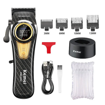 Kemei Rechargeable Hair Clippers kit Professional DLC Blade Electric Trimmer Men Barber Cordless Shaver KM-2242 KM-2351 KM-3209